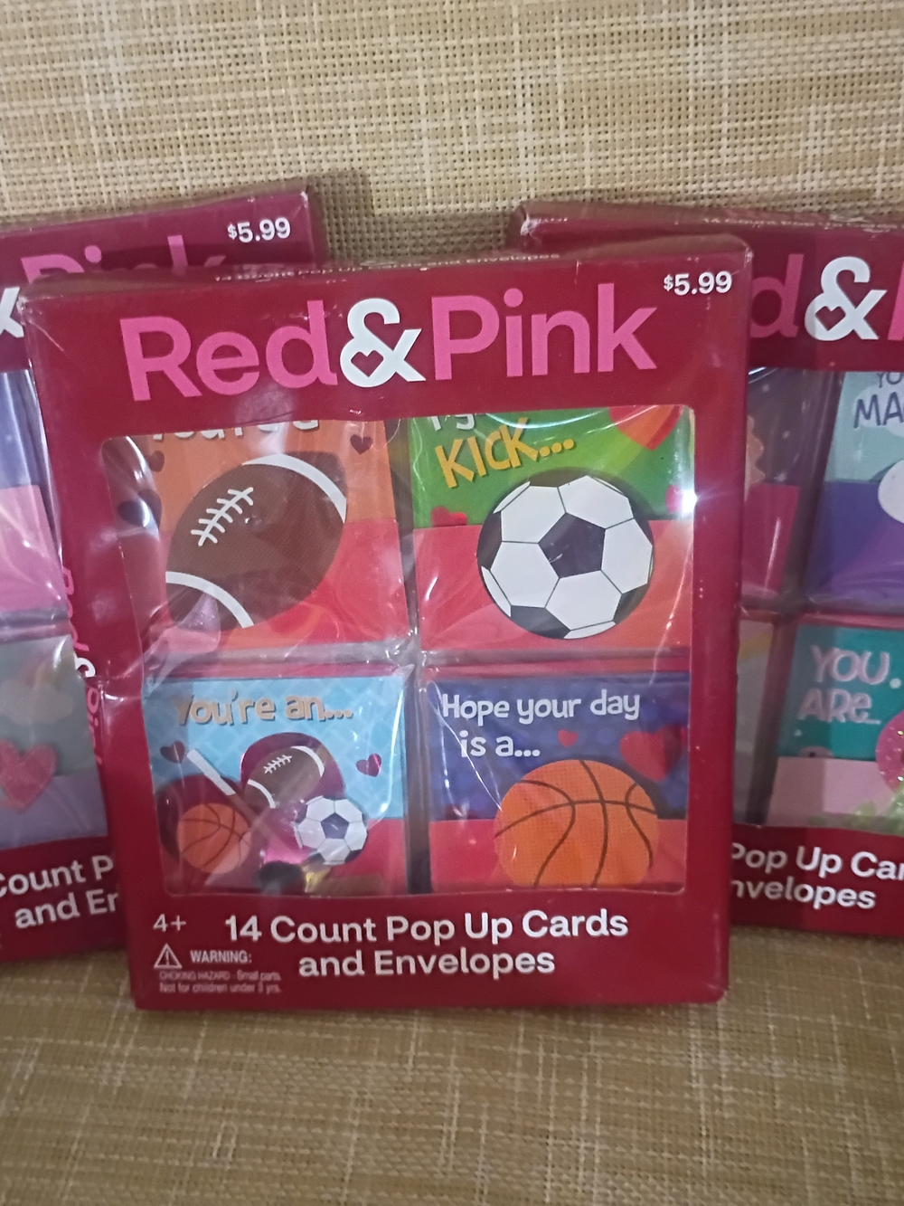 14-Count Pop Up Cards and Envelopes - Red and Pink